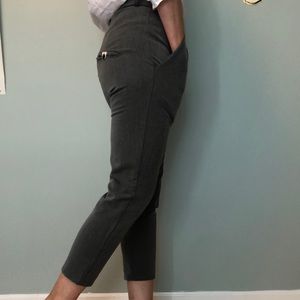 Grey high waisted dress pants with elastic waistband